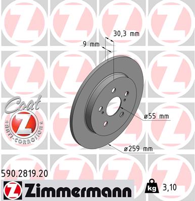 Tarcza hamulcowa ZIMMERMANN 590.2819.20