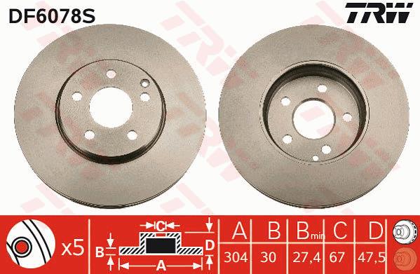 Tarcza hamulcowa TRW DF6078S