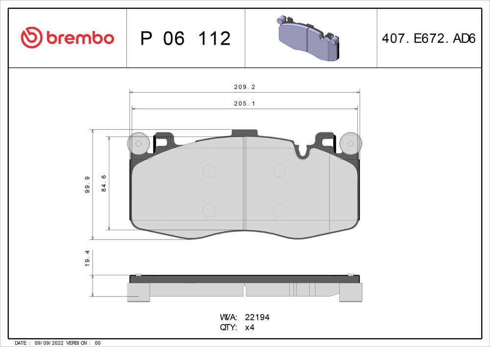 Klocki hamulcowe BREMBO P 06 112