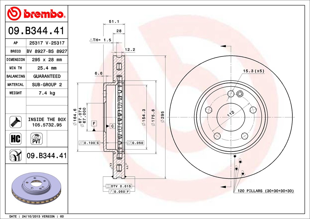 Tarcza hamulcowa BREMBO 09.B344.41