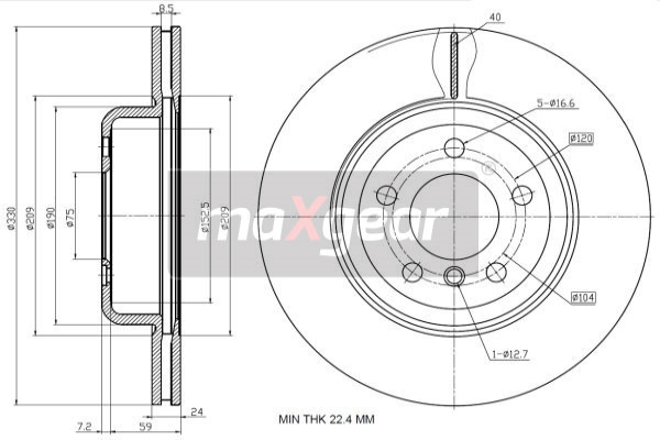Tarcza hamulcowa MAXGEAR 19-2782