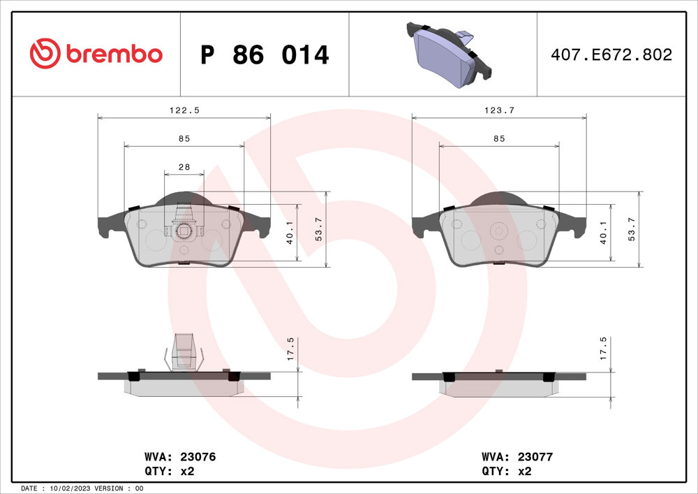 Klocki hamulcowe BREMBO P 86 014