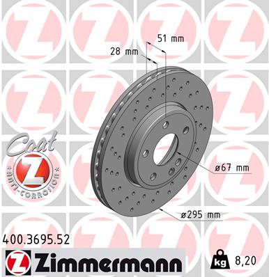 Tarcza hamulcowa ZIMMERMANN 400.3695.52