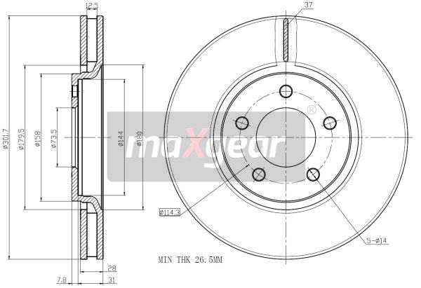 Tarcza hamulcowa MAXGEAR 19-1054