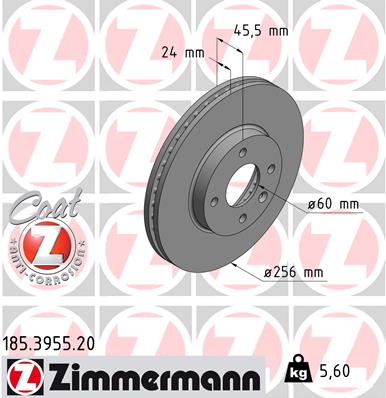 Tarcza hamulcowa ZIMMERMANN 185.3955.20