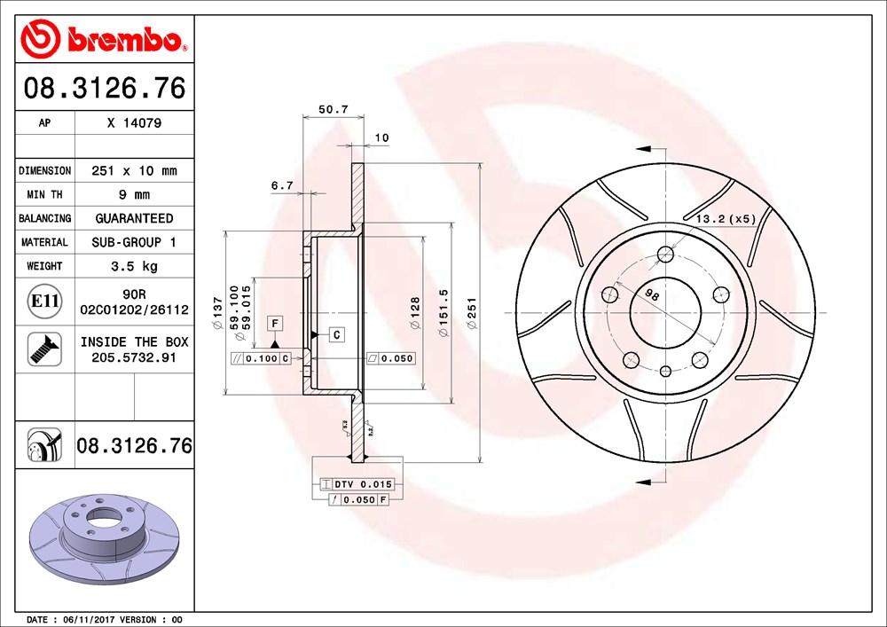 Tarcza hamulcowa BREMBO 08.3126.76