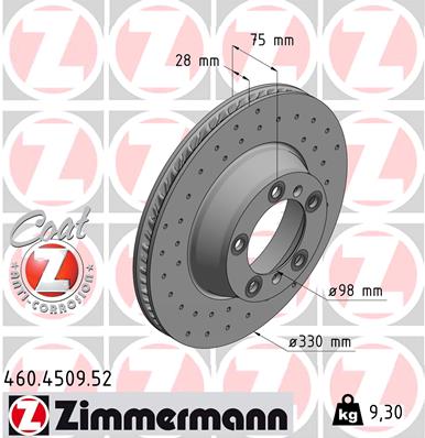 Tarcza hamulcowa ZIMMERMANN 460.4509.52