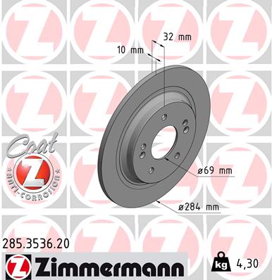 Tarcza hamulcowa ZIMMERMANN 285.3536.20