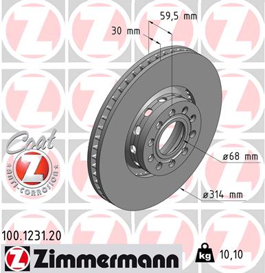 Tarcza hamulcowa ZIMMERMANN 100.1231.20