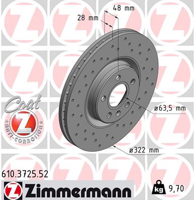 Tarcza hamulcowa ZIMMERMANN 610.3725.52