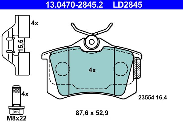 Klocki hamulcowe ATE 13.0470-2845.2