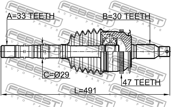 Przegub wału FEBEST 0414-KB4A47R