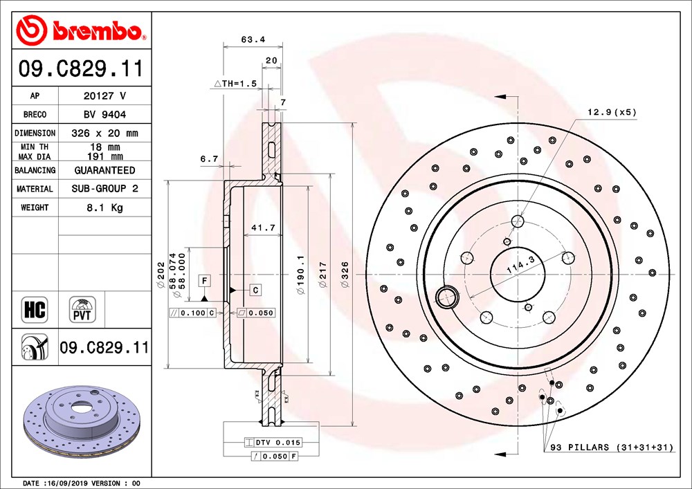 Tarcza hamulcowa BREMBO 09.C829.11