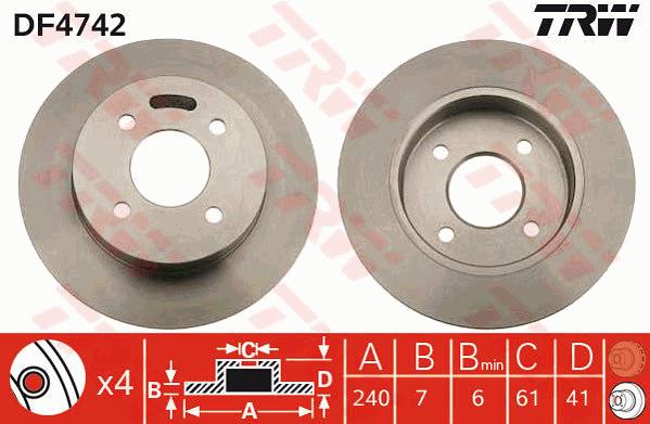 Tarcza hamulcowa TRW DF4742