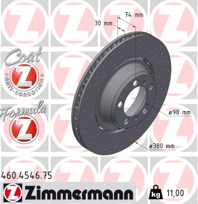Tarcza hamulcowa ZIMMERMANN 460.4546.75