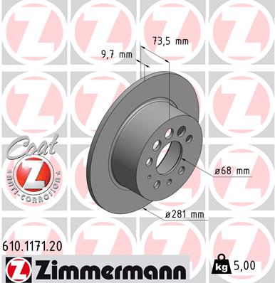 Tarcza hamulcowa ZIMMERMANN 610.1171.20