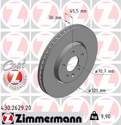 Tarcza hamulcowa ZIMMERMANN 430.2629.20