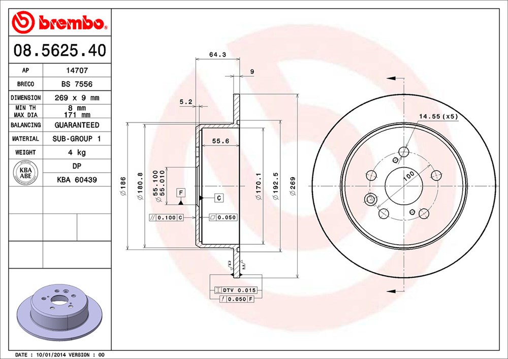 Tarcza hamulcowa BREMBO 08.5625.40