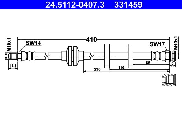 Przewód hamulcowy elastyczny ATE 24.5112-0407.3