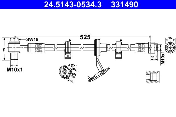Przewód hamulcowy elastyczny ATE 24.5143-0534.3