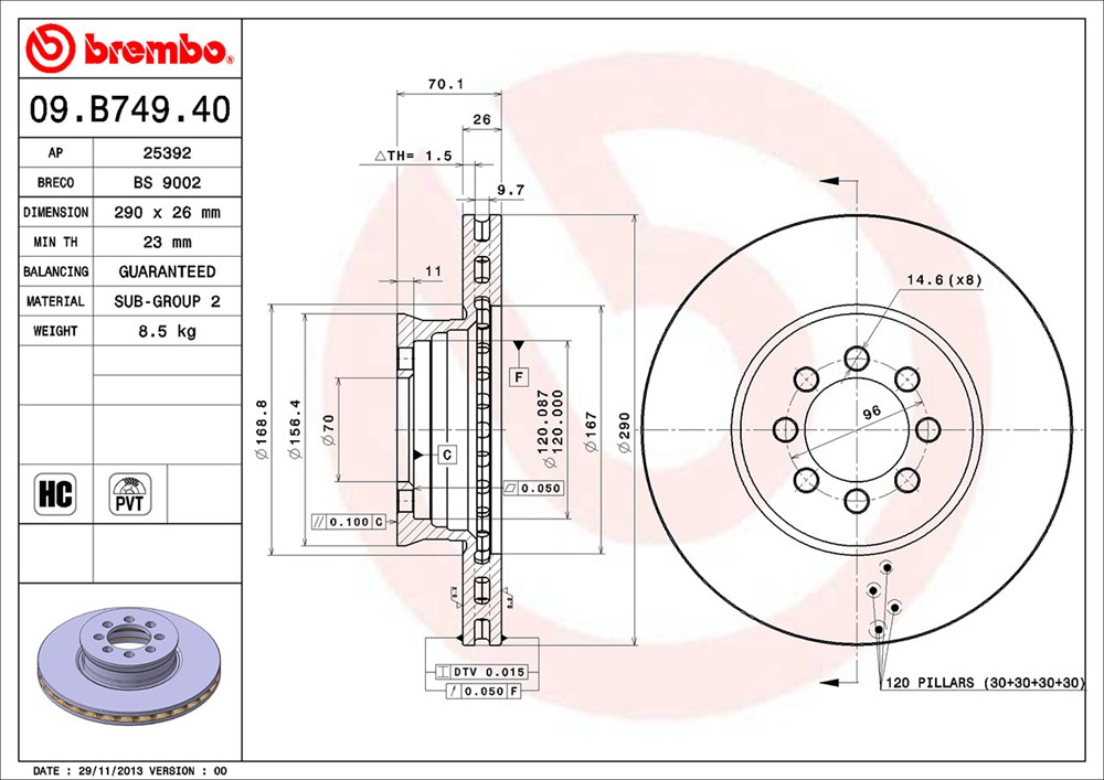 Tarcza hamulcowa BREMBO 09.B749.40