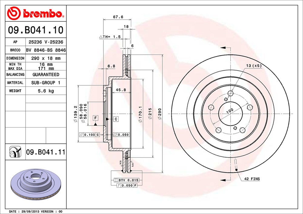 Tarcza hamulcowa BREMBO 09.B041.11