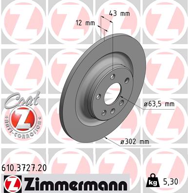 Tarcza hamulcowa ZIMMERMANN 610.3727.20