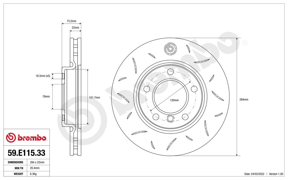 Tarcza do hamulców o wysokiej skutecznosci BREMBO 59.E115.33