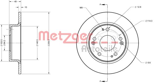 Tarcza hamulcowa METZGER 6110302