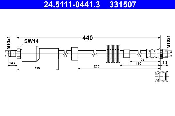 Przewód hamulcowy elastyczny ATE 24.5111-0441.3