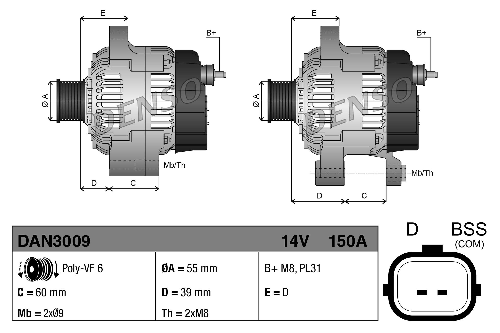 Alternator DENSO DAN3009