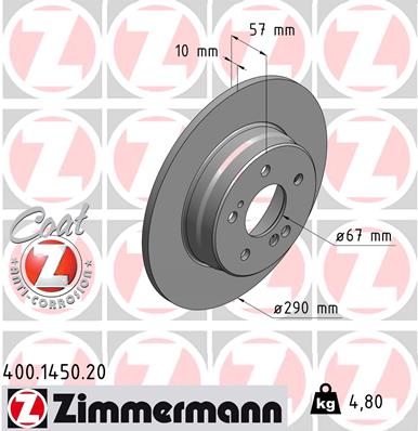 Tarcza hamulcowa ZIMMERMANN 400.1450.20