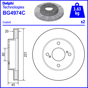 Tarcza hamulcowa DELPHI BG4974C