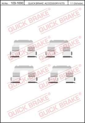 Zestaw akcesoriów montażowych  klocków hamulcowych QUICK BRAKE 109-1690