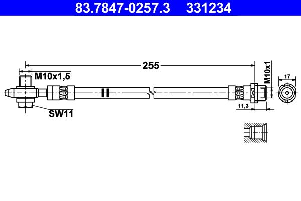 Przewód hamulcowy elastyczny ATE 83.7847-0257.3