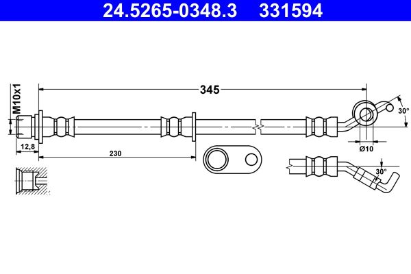 Przewód hamulcowy elastyczny ATE 24.5265-0348.3