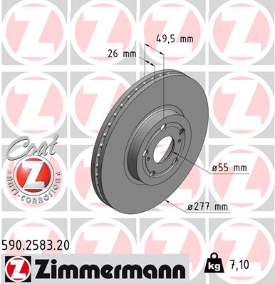 Tarcza hamulcowa ZIMMERMANN 590.2583.20