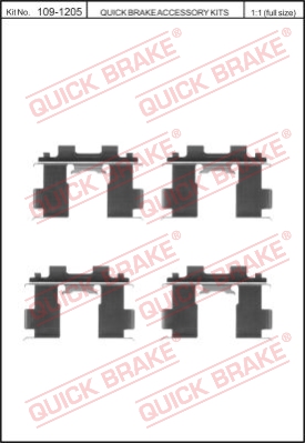 Zestaw akcesoriów montażowych  klocków hamulcowych QUICK BRAKE 109-1205