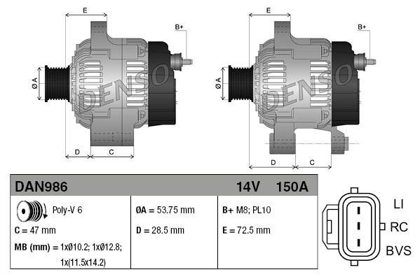 Alternator DENSO DAN986