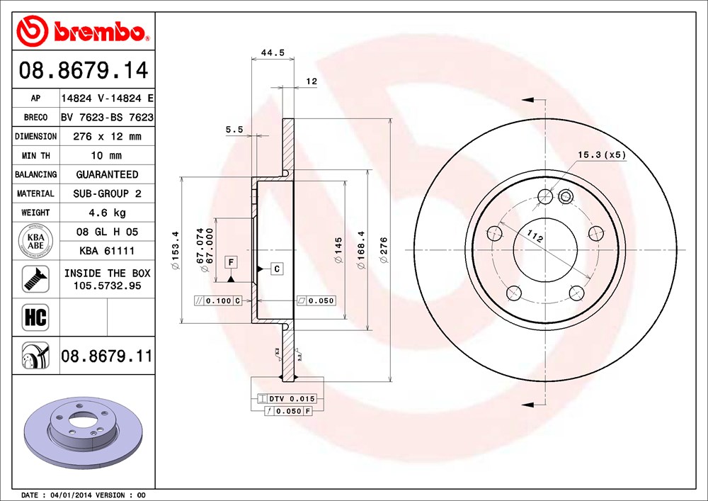 Tarcza hamulcowa BREMBO 08.8679.11