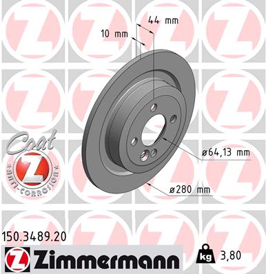 Tarcza hamulcowa ZIMMERMANN 150.3489.20