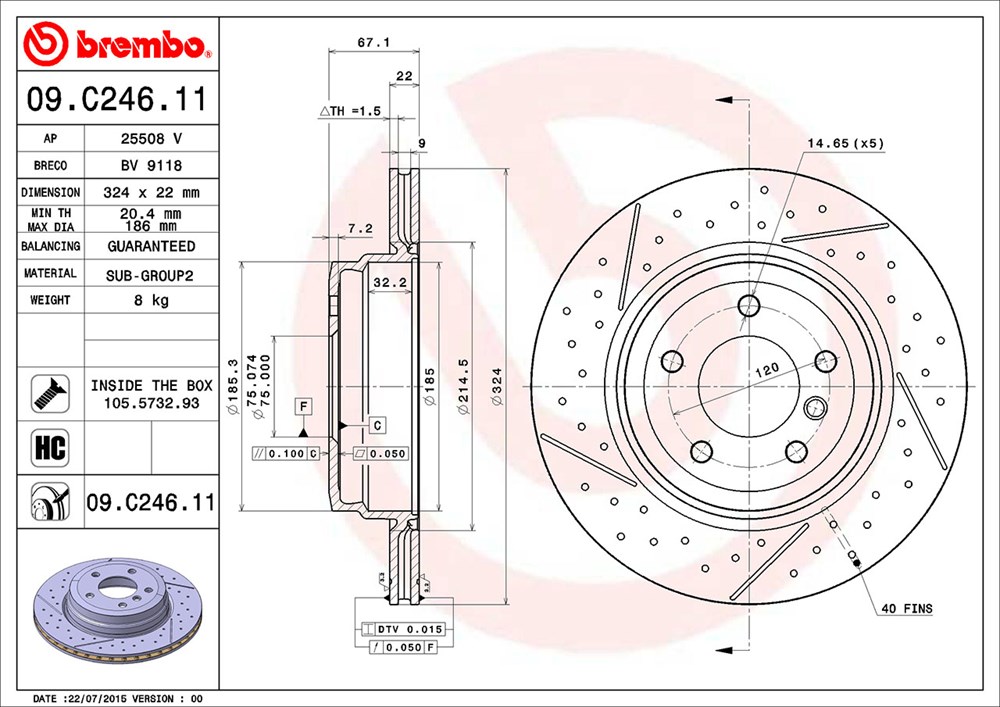 Tarcza hamulcowa BREMBO 09.C246.11