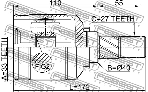 Przegub FEBEST 0411-GACVTLH