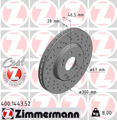 Tarcza hamulcowa ZIMMERMANN 400.1443.52