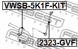 Guma stabilizatora FEBEST VWSB-5K1F-KIT