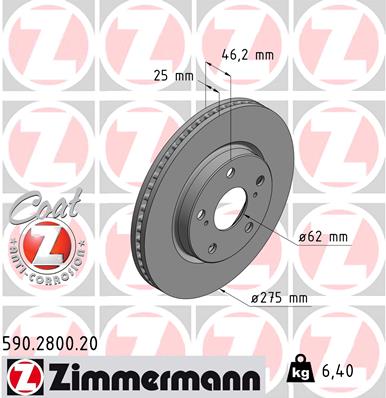 Tarcza hamulcowa ZIMMERMANN 590.2800.20