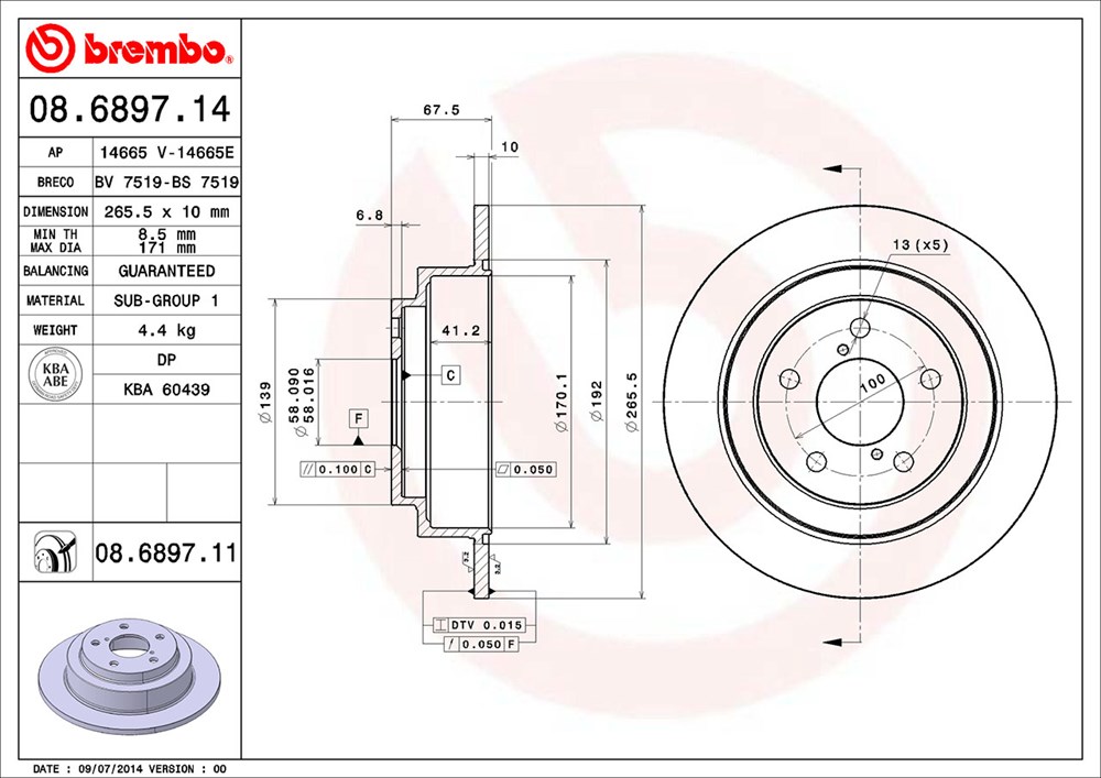 Tarcza hamulcowa BREMBO 08.6897.11