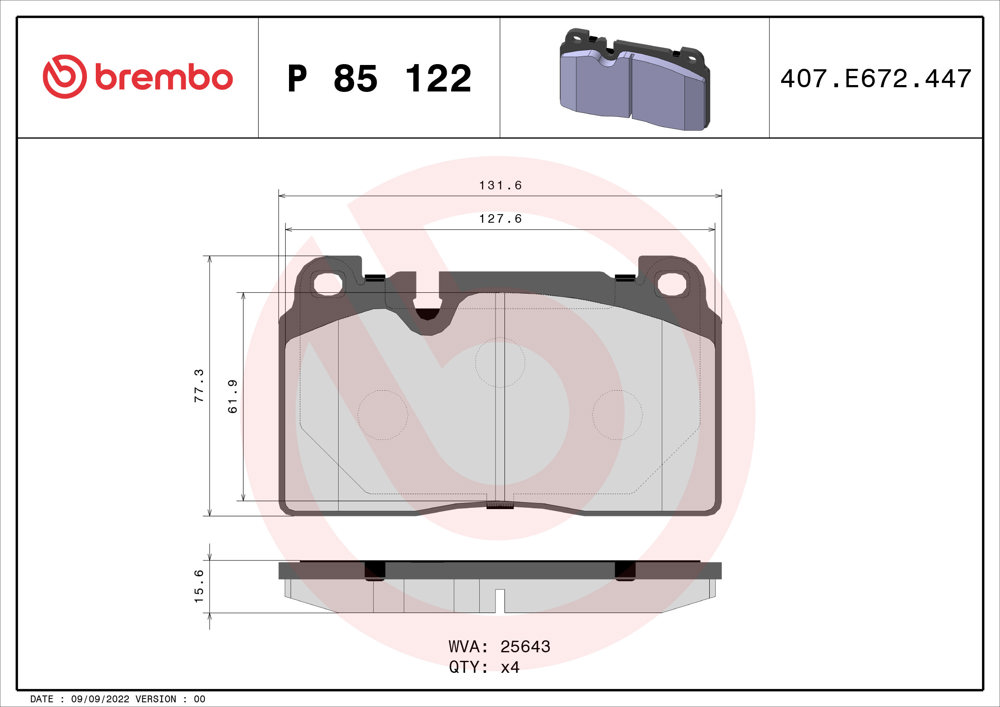 Klocki hamulcowe BREMBO P 85 122