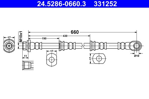 Przewód hamulcowy elastyczny ATE 24.5286-0660.3