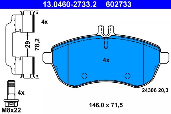 Klocki hamulcowe ATE 13.0460-2733.2